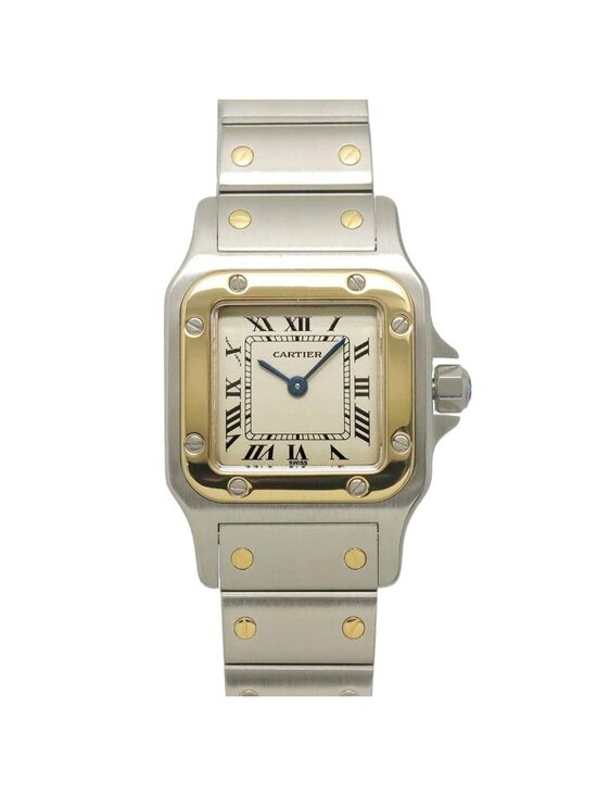 Cartier Santos Galbee SM Combination Watch Ivory 18k Yellow Gold Quartz